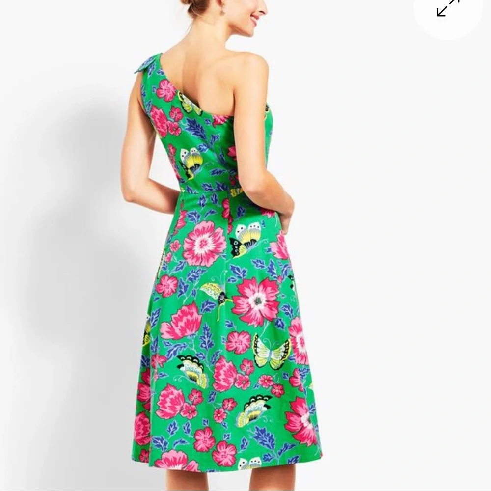 RSVP by Talbots Green Floral One-Shoulder Fit And Flare Dress Size 4 - Picture 7 of 14
